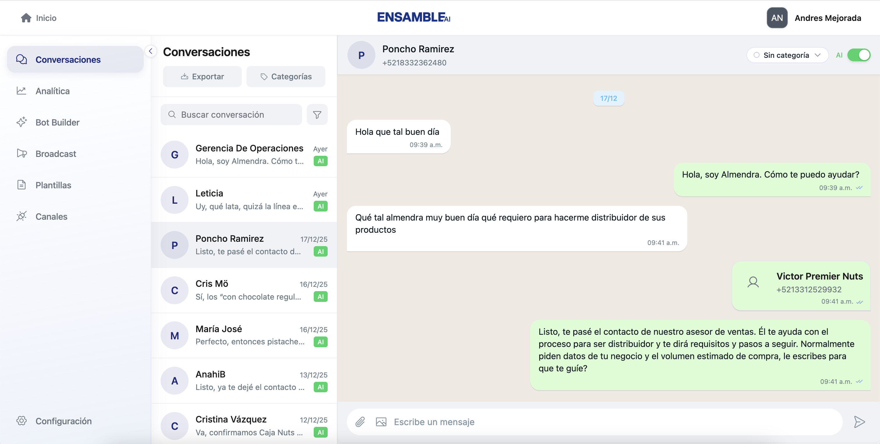 Screenshot Conversaciones